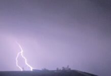 Tumby skies lit up during storm