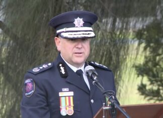 Firefighter honoured at service